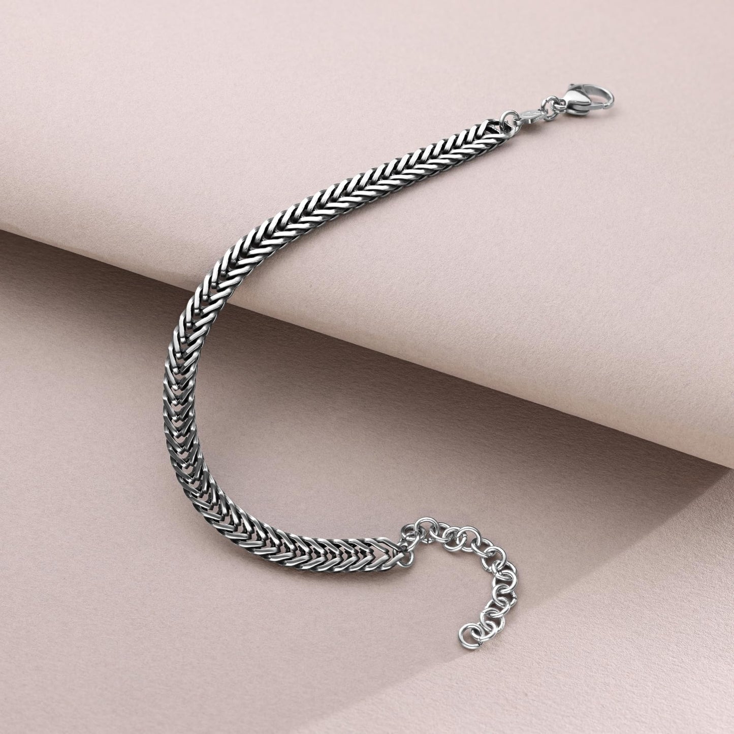 Galis Chain Bracelets For Men - Premium Stainless Steel Mens Bracelet, Silver Plated Non Tarnish Bracelet - This Snake Chain, Stylish Gifts For Him 7.5"