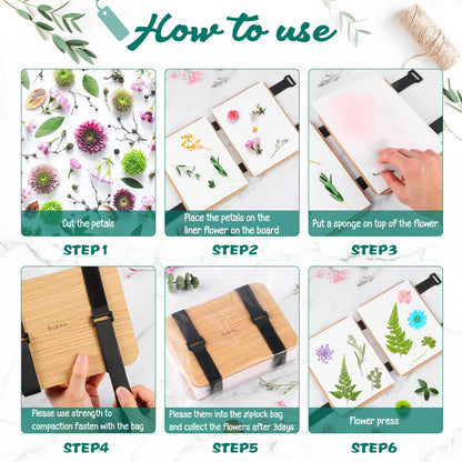 Suziko Professional Flower Press Kit 6 Layers 6.3 x 8.3 inch, Flower Pressing Kit for Adults Kids, Leaf Press,Great Gift Valentine's Day