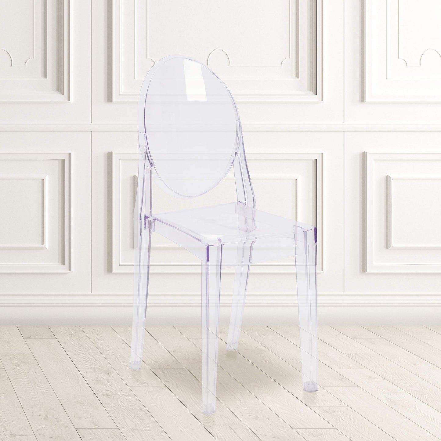 Flash Furniture Murray Indoor/Outdoor Ghost Accent and Dining Chairs, Stackable Transparent Restaurant Chairs, Set of 4, Transparent Crystal