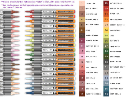 36 Earth Tones Flexible Brush Tip Acrylic Paint Pens Automatic Flow Control 1-5mm Line for Rock Painting,Coloring, Lettering,Scrapbooking,Glass,Mugs,Wood,Metal,Canvas,Fabric,Plastic Waterbased