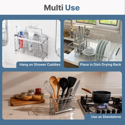 KESOL Stainless Steel Utensil Holder, Utensil Drying Rack with 3 Divided Compartments, Rust-Resistant Utensil Drying Basket, Silverware Drying Basket, Utensil Drainer for Dish Rack