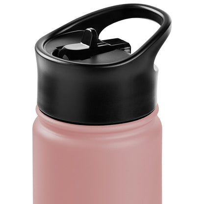 Retrospec Alder Insulated Water Bottle with Straw Lid & Handle Cap - Stainless Steel Wide Mouth Double-Wall Vacuum Insulated Thermos - BPA Free Leakproof Canteen - Melon, 22oz