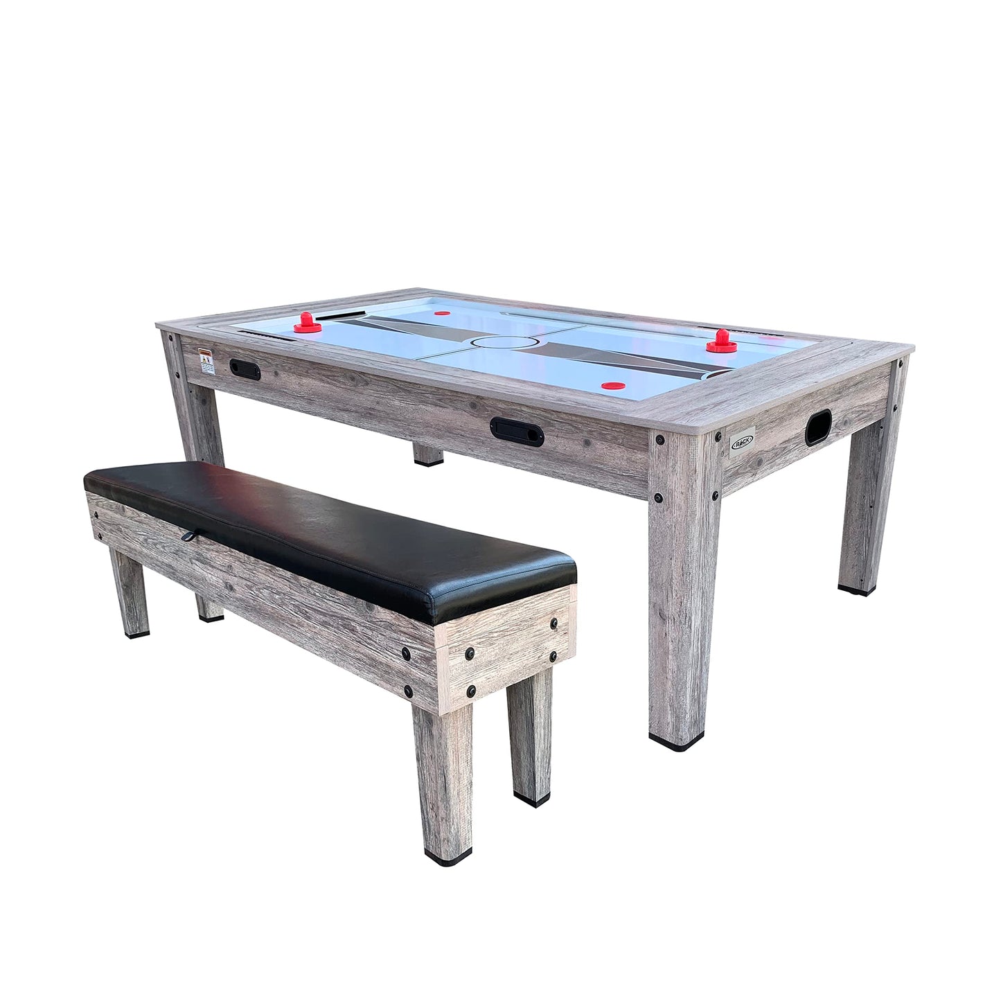 RACK Luxor 7.5-Foot 4-in-1 Multi-Game Swivel Billiard/Pool Table (Blue Felt with 1 Bench) – Pool Table, Table Tennis, Air Hockey & Dining Table – Portable Multi Game Table for Adults & Kids