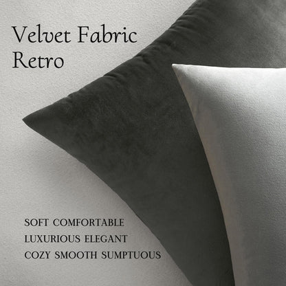 MIULEE 24x24 Inch Euro Sham Velvet Pillow Covers, Set of 2 Large Square Decorative Pillows - Dark Grey Super Soft