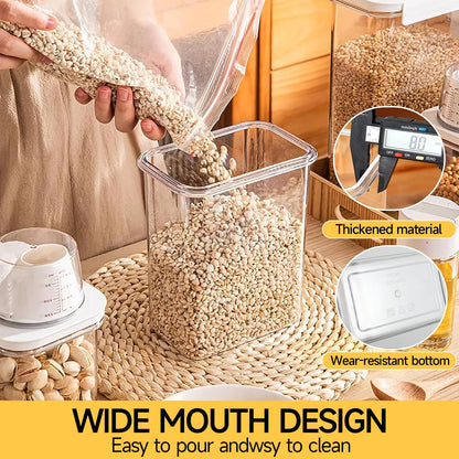 Cereal Storage Containers Sets,BPA Free with Pouring Spout Handle Airtight Food Storage Dispenser with lids For Rice Flour Pasta Grain, Pet Food Storage Container (37.2 oz + 77.7 oz (2 of Each))