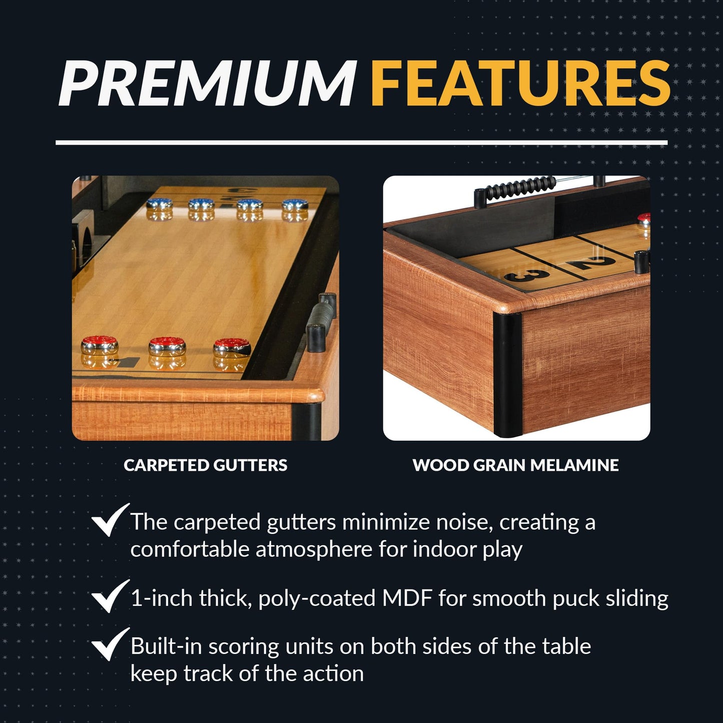Hathaway Daulton 9-ft Shuffleboard Table for Family Game Rooms with Padded Sidewalls, Legs Levelers, 8 Pucks, Table Brush and Wax, White Oak Finish