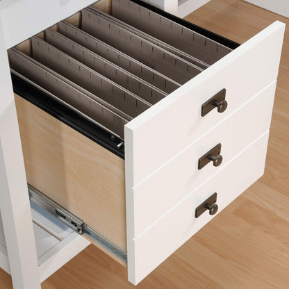 Sauder Cottage Road L Shaped Desk Computer Desk with Drawers, Home Office Desk with Optional File Cabinet Storage, Cable Management, in Soft White Finish