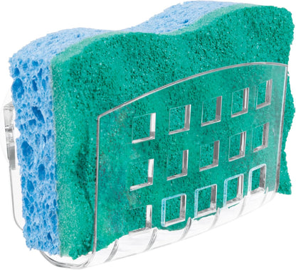 2.3" 5.2" 3.7", iDesign BPA-Free Plastic Sponge Holder for Kitchen Sink with Suction Cups, Ideal for Kitchen Sinks
