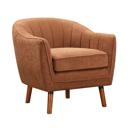 Lexicon Alard Tufted Fabric Barrel Accent Chair, Rust
