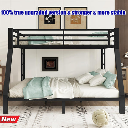 NOAHLEO Stronger & Safer Heavy Duty Metal Queen Over King Size Bunk Bed for Adults Teens, More Stable Thickened Steel Bunkbed (Queen Over King)