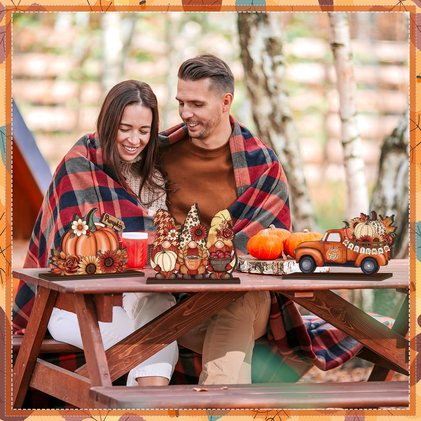 Yuntau 6 Pcs Thanksgiving Wooden Table Decorations Autumn Wood Tabletop Sign Centerpiece Rustic Decorations for Office Desk Farmhouse Home Kitchen Tiered Tray Decor Shelves Table Decorative