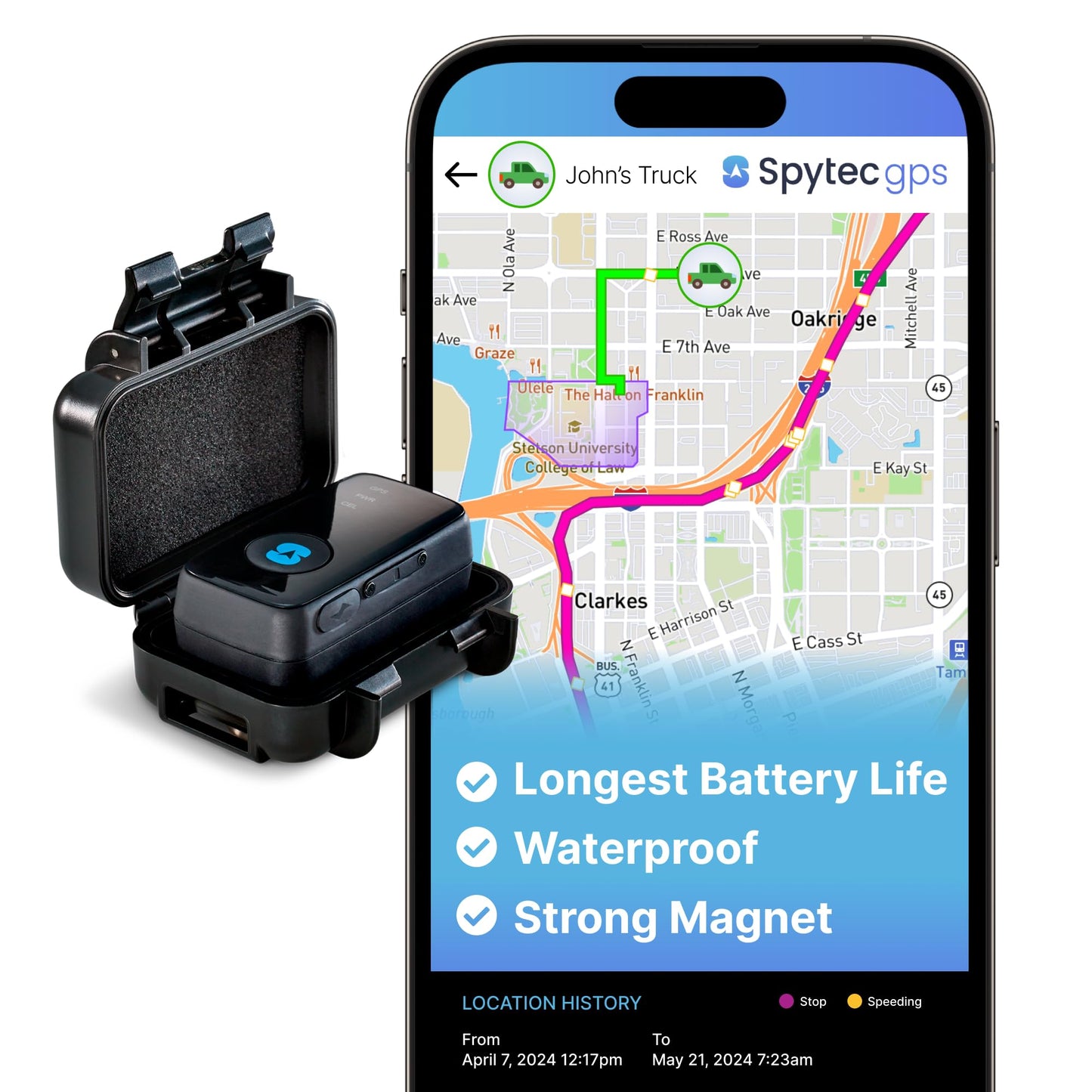 Spy Tec GPS Mini GPS Smart Tracker for Vehicles, Cars, Trucks, Loved Ones, GPS Tracker Device for Kids & Weatherproof Magnetic Case, Unlimited Updates, Real-Time GPS Tracking, USA Made Tech