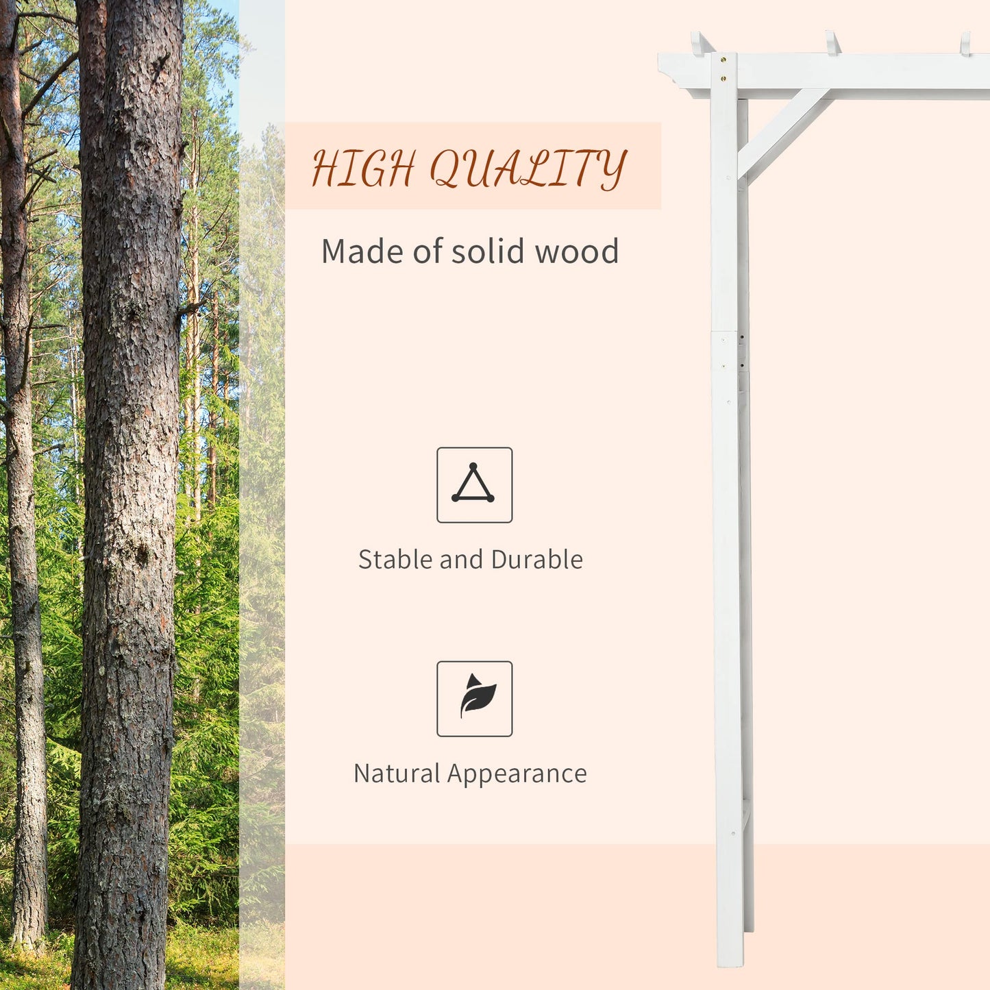 85" White Wooden Garden Arch with Trellis, Outdoor Arbor for Climbing Vines, Heavy Duty Wood Frame Trellis for Roses, Wisteria, Cucumbers, Backyard Patio Decor