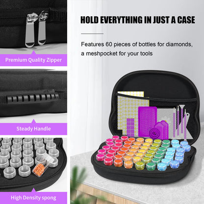 ZORETCO Diamond Painting Storage Containers,60 Slots Diamond Painting Kits,5D Diamond Painting Accessories and Tools for Art Jewelry Bead Rhinestones Organizer