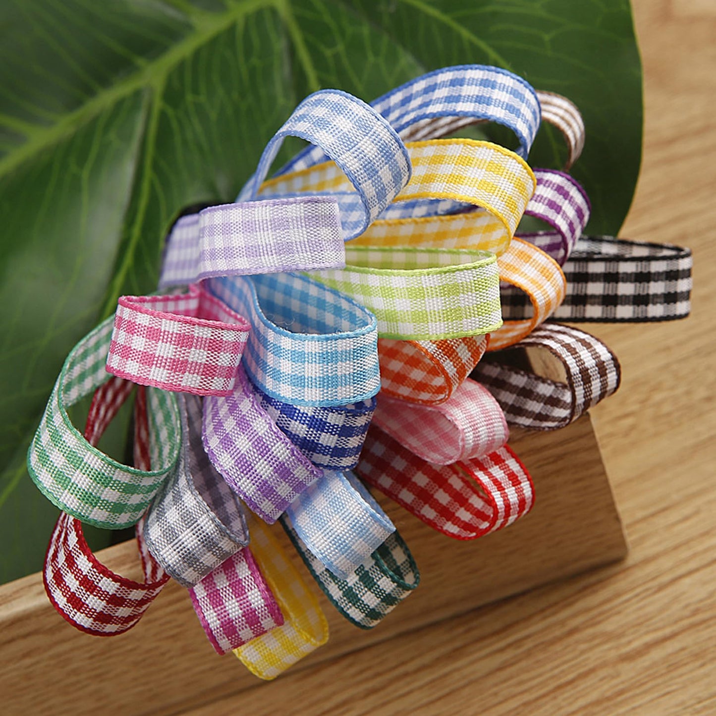 4 Rolls Summer Gingham Ribbon, 4th of July Buffalo Plaid Ribbon Thin Checkered Polyester Fabric for Gift Wrapping DIY Crafts Picnic Home Party Decor, Blue/Black/Red/Mix, 10 Yds x 3/8 In, Total 120 Fts