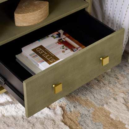 Safavieh Home Collection Meilana Light Taupe/Brass 1-Shelf 1-Drawer Nightstand