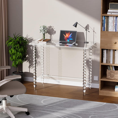 Dewrhiixe Acrylic Desk Computer Laptop Table, Writing Desk Console Entrance Table for Home Office Study Desk (Clear, 39.4“W×19.7”D×29.5“H)