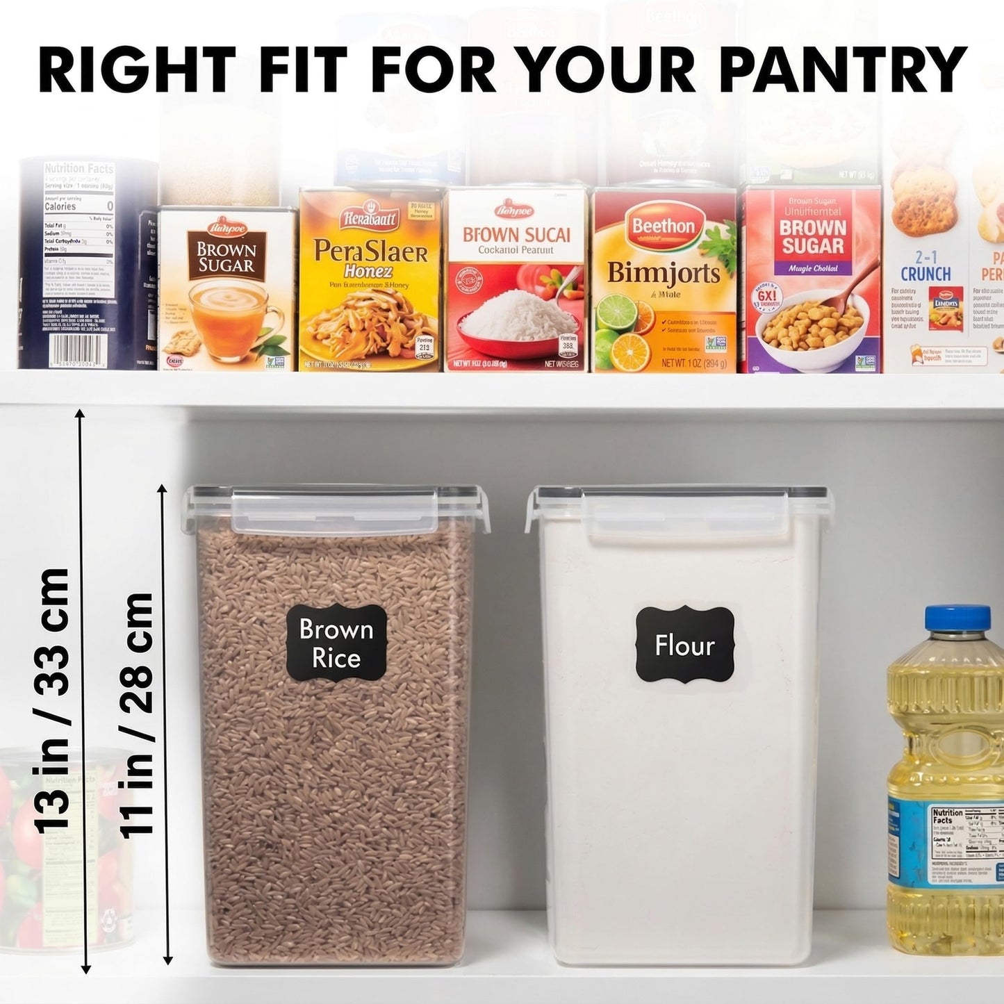 WHITE FEATHER SUPPLIES 2 PC [6.5L / 220 Oz] Large Food Storage Containers with Lids Airtight - BPA Free Clear Plastic Kitchen and Pantry Storage Containers, Bulk Storage for Cereal, Flour, Sugar, Rice