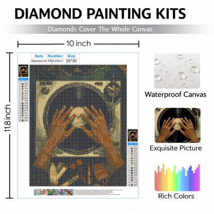 FOPENEM Vinyl Record Black Women Diamond Painting Kit for Adults Beginners 9.8x11.8 Inch, African American Gifts Gem Diamond Painting Art Kits for Home Wall Decor, Set of 3