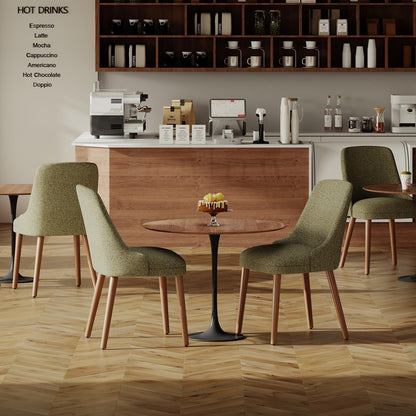 MALOL Upholstered Dining Chairs Set of 6, High-Back Dining Room Chair with Wood Legs, Padded Kitchen Chairs for Dining Room/Restaurant/Cafe, Green