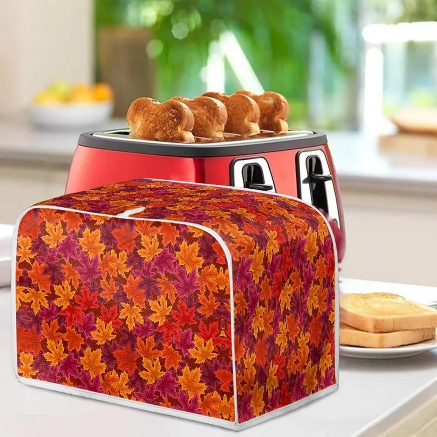 Thanksgiving Maple Leaf Toaster Cover, Dustproof 2 Slice Bread Maker Cover, Small Kitchen Appliance Protection
