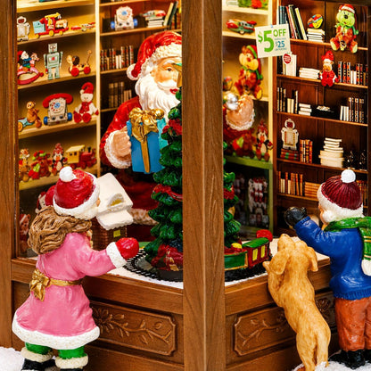 Moments In Time Lighted Santa’s Christmas Village Shop - LED Lights & Music | 8.8” Holiday Decoration