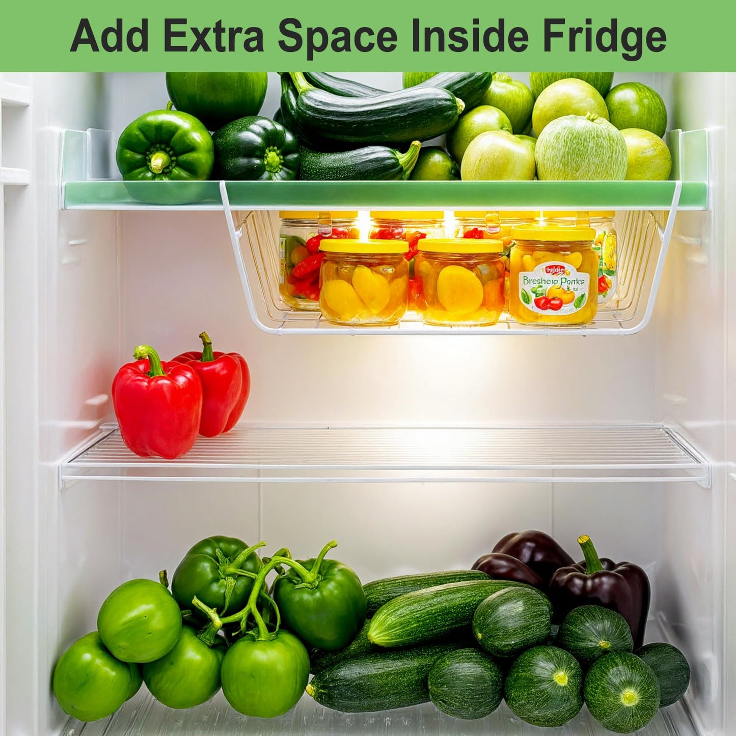 4-Pack White Under Cabinet Storage Baskets – Hanging Shelf Organizers for Kitchen, Pantry, Desk & Bookshelf – No-Tool Installation, Space-Saving Design