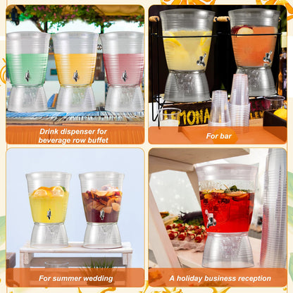 Tioncy 1 Pc Acrylic Beverage Dispenser with Spigot 2.7 Gallon/ 10 l Clear Drink Water Dispenser Countertop with Detachable Base Iced Juice Container Unbreakable for Wedding Party