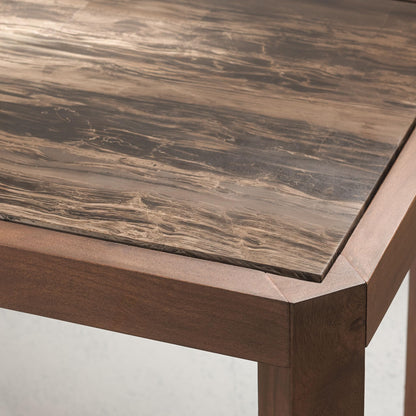SAFAVIEH Couture Collection - Bernardi Walnut & Brown Marble Top Console Table with Solid Wood Base, Modern Accent Entryway Table (SFV9745B)