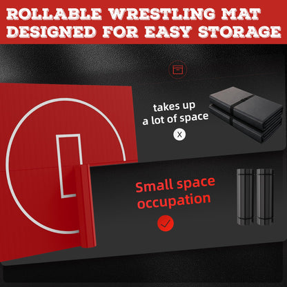 HFPFTS Wrestling Mat for Home, 8’x 8’x 1.25” Wrestling Mat, Safe Wrestling & Play Mat for Kids and Family, Jiu Jitsu, BJJ, MMA, Wrestling Mats, Martial Arts, Tumbling, Easy Clean, Gym Mat, Red