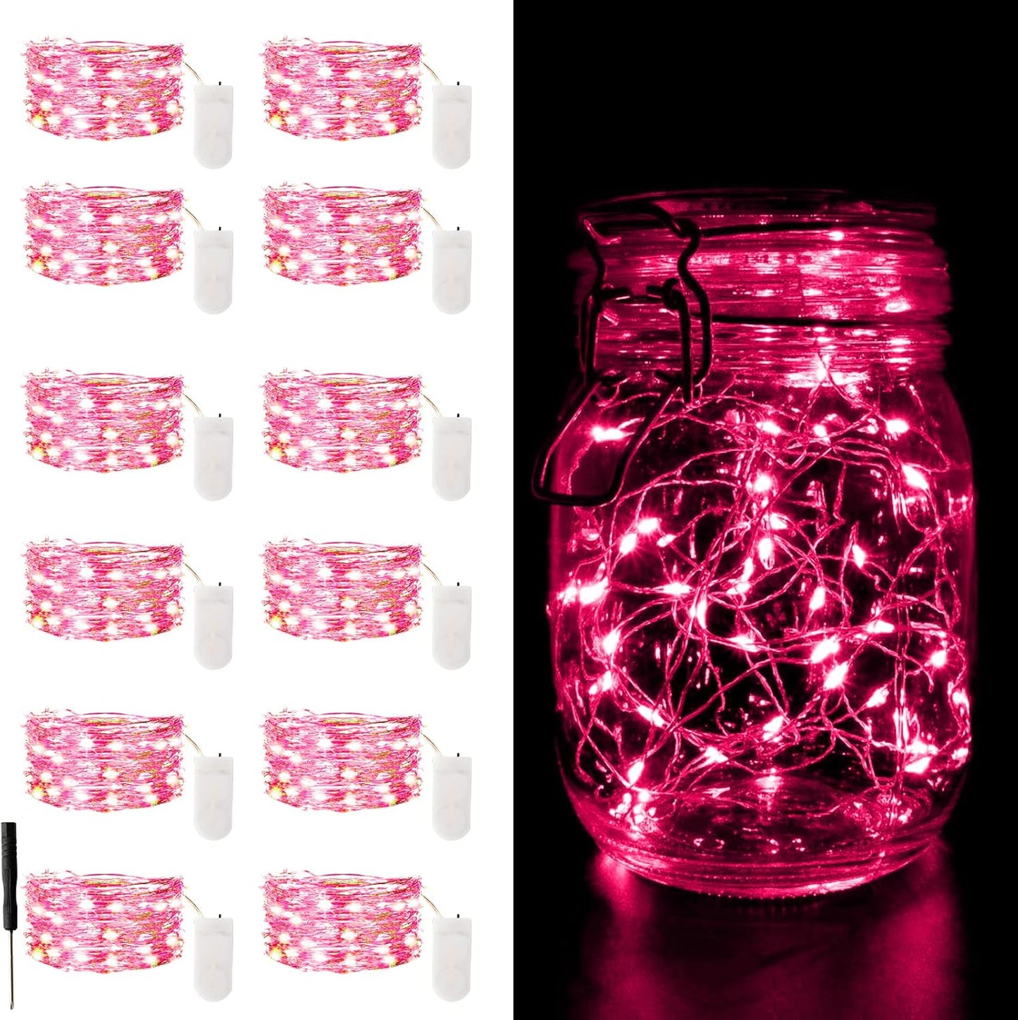 12 Pack Light7FT 20LED Fairy Lights Battery Operated String Waterproof Silver Wire Christmas Lights Outdoor,Firefly