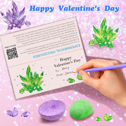 rifamee 24 Pack Valentines Day Gifts for Kids Science Kit Planting Crystal Classroom Exchange School Activities Party Favors for Boys and Girls with Card