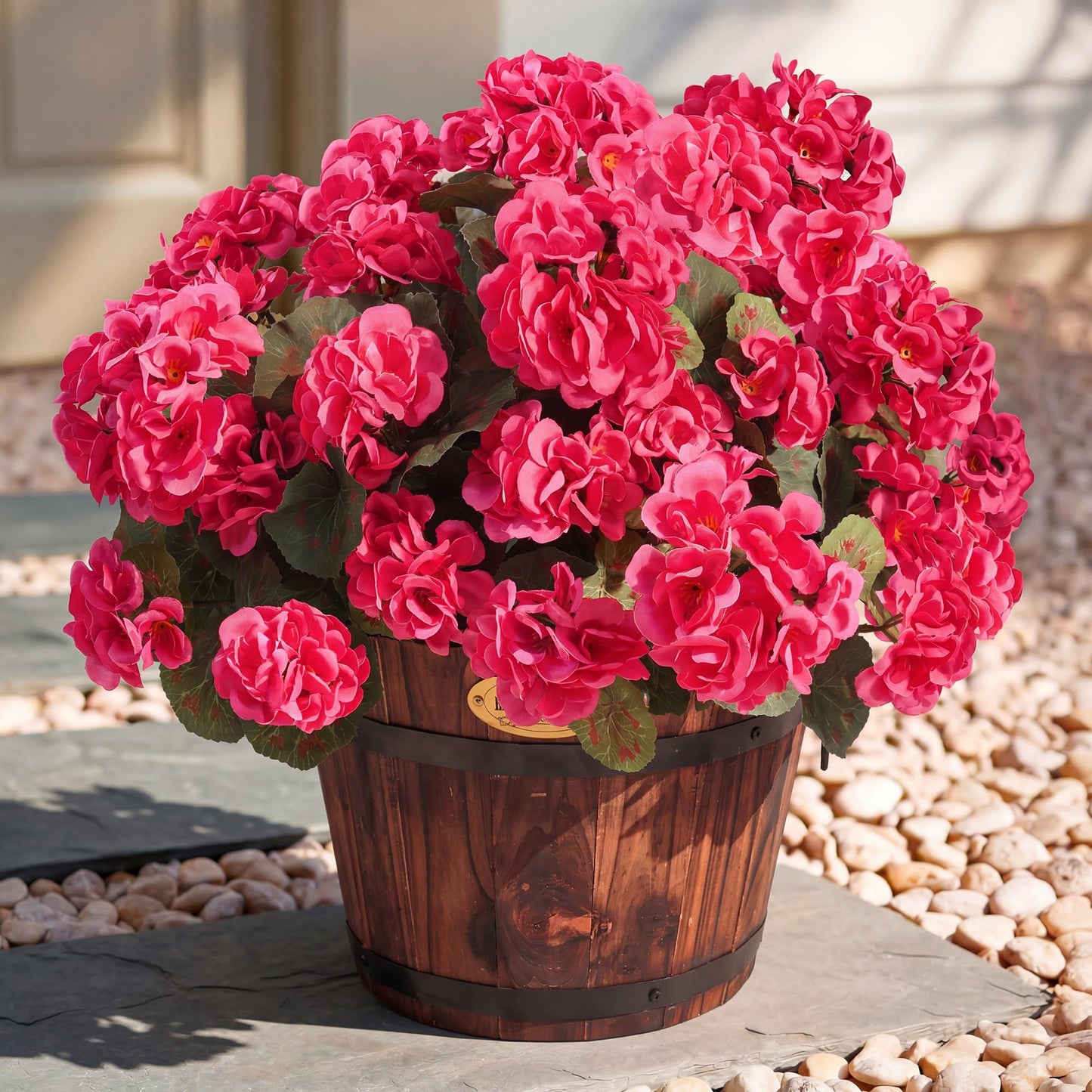 Apexion Artificial Geranium Flowers for Outdoors, 6 pcs Silk Geraniums Fake Flowers UV Resistant Faux Plants for Front Door Garden Porch Planter Decoration (Hotpink)