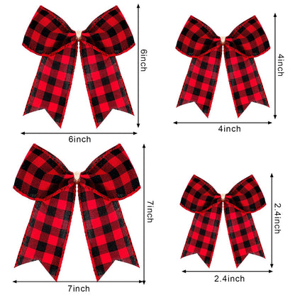 WILLBOND 12 Pieces Red Valentines Velvet Bows Decorations,6 Inch Valentine Ornaments for Tree Home Party Front Door Wedding Holiday Decor(Red and Black,6 x 6 Inch)