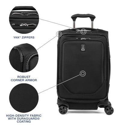 Travelpro Crew Classic Lightweight Softside Expandable Carry on Luggage, 8 Wheel Spinner Suitcase, Men and Women, Carry On 21-Inch, Black