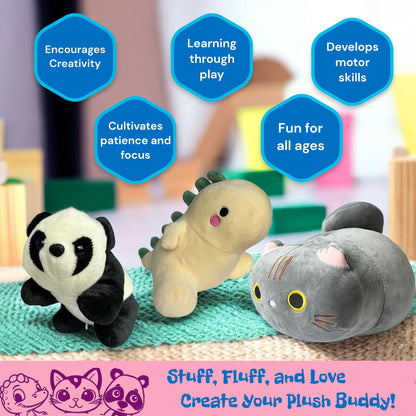 3-Pack 8" Make Your Own Stuffed Animal Kit - No Sew Crafts for Kids - DIY Children Dinosaur Pillow - Unstuffed Plush Animals Kit (Traditional)