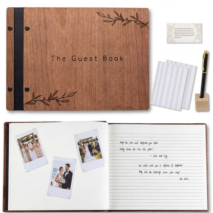 Aspen Studio Guest Book with Signing Pen with Photo of Polaroid for Wedding Book and Memorial Occasions Guest Signing Book for Wedding, Memory Guest Book