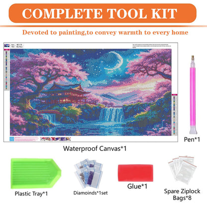 igoodom Large Diamond Painting, Large Cherry Blossoms Diamond Art Kits for Adults, Full Drill Round Big Diamond Painting, DIY Gem Art and Crafts for Home Wall Decor Gift 27.5 X 15.7inch