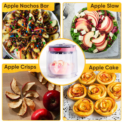 Newness 5.12-Inch Apple Slicer - 8 Slices, Ultra-Safe & Heavy-Duty Stainless Steel Extra Large Apple Cutter, Upgraded Cut Apples All The Way Through, with Transparent Bowl