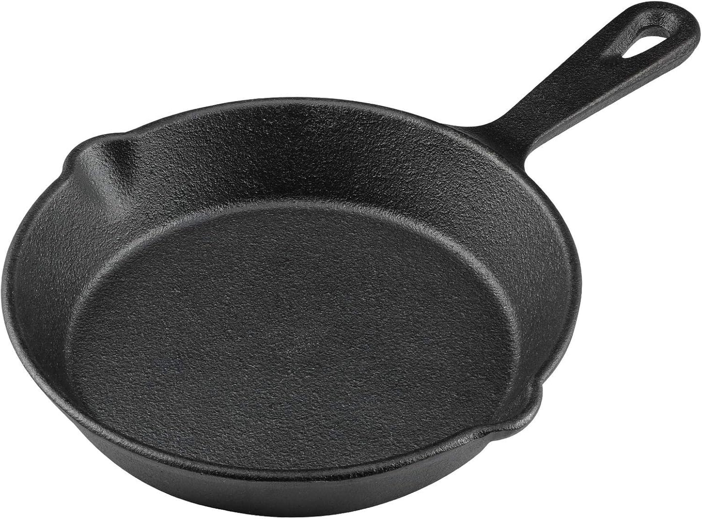 6 Inch Cast Iron Skillet, Pre-seasoned Frying Pan with Drip-Spouts for Indoor and Outdoor Cooking