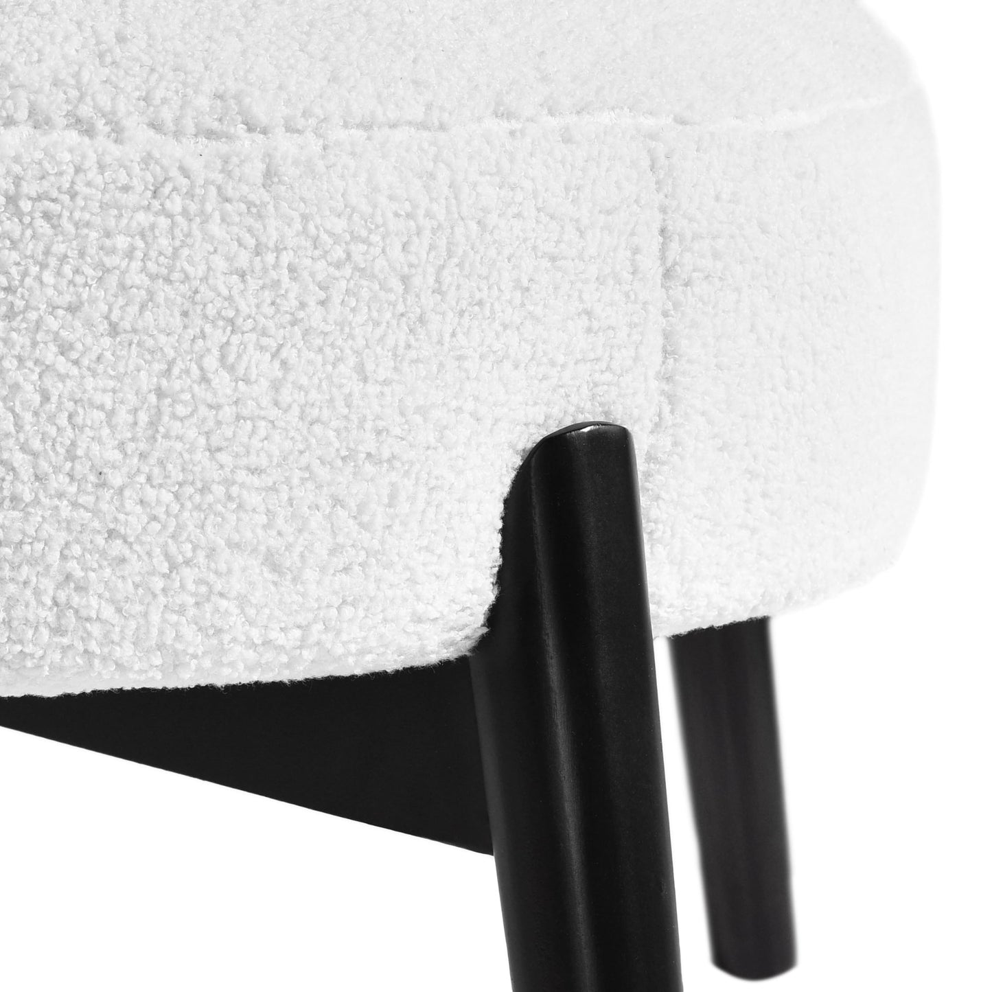 Christopher Knight Home Ipomoea Low-Back Accent Chair Side Chair, Modern Accent Chair,Mid-Century Upholstered Armchair with Curved Backrest, Bouclé Fabric,Birch Wood, White + Black