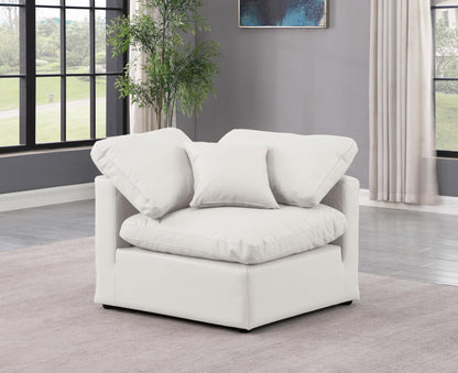 Meridian Furniture Indulge Vegan Leather Corner Chair in Cream