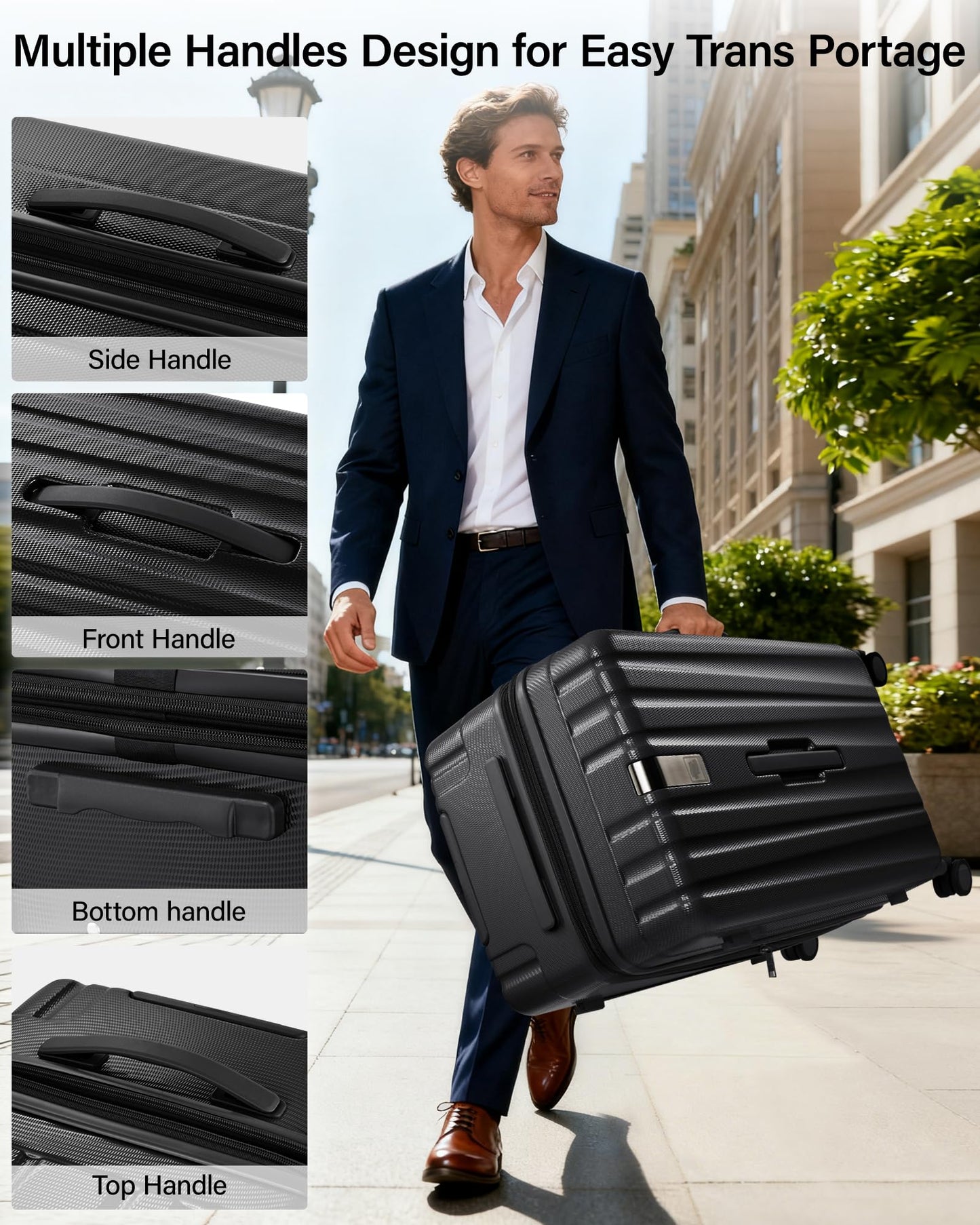 Hanke 29 Inch Plus Expandable Luggage Large Suitcases with Wheels,Checked Luggage Hard Shell Suitcases, PC Trunk Luggage Extra Large Suitcase with Lock for Women Men(Jet Black)