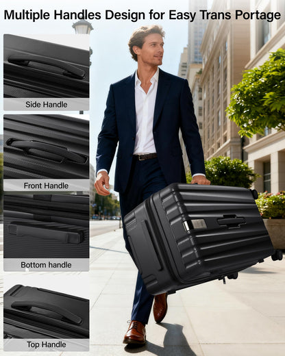 Hanke 29 Inch Plus Expandable Luggage Large Suitcases with Wheels,Checked Luggage Hard Shell Suitcases, PC Trunk Luggage Extra Large Suitcase with Lock for Women Men(Jet Black)