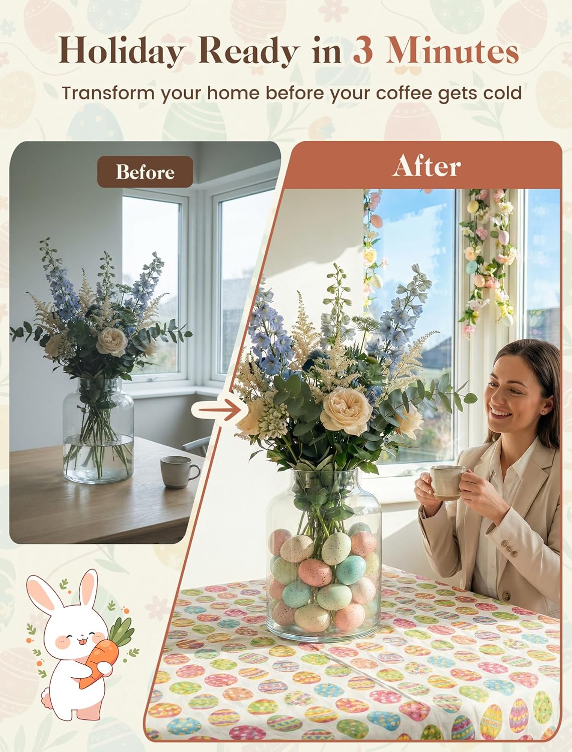 Allaugh 24pcs 2.4" 1 Pastel Easter Eggs Decorations: Solid Speckled Foam Eggs - Fills Gallon Vase - Shatterproof Spring