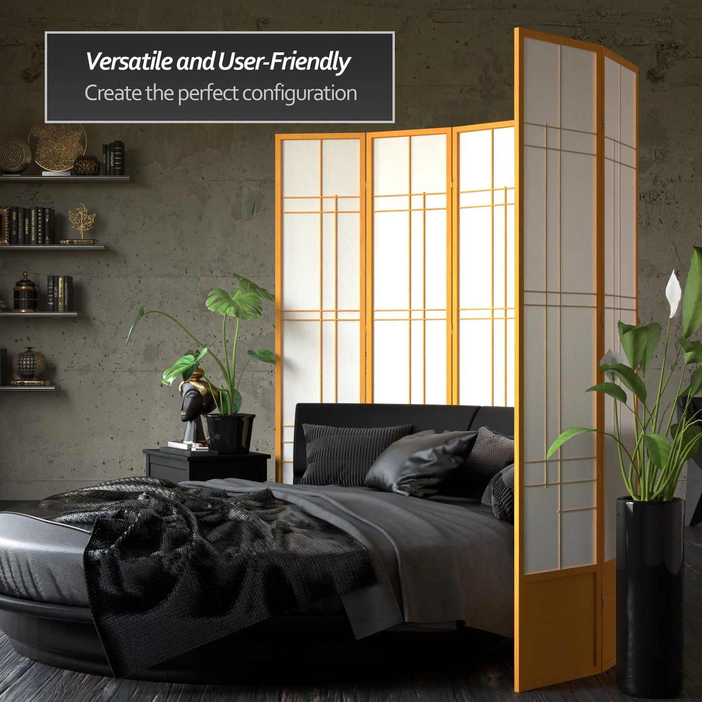 Red Lantern 7 ft. Tall Eudes Shoji Screen - Honey - 4 Panels
