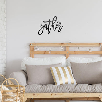 Metal Gather Sign Wall Decor Metal Cut Words Laser Cut Word Farmhouse Decor for Home Living Room, Bedroom, Bathroom and More