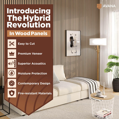 Avana Acoustic Wood Wall Panels – 93.2x11.25 Inch Panels – Fits 94x12 Layout – White Oak Acoustic Panels 4 PCs – Wall Panels for Interior Wall Decor for Homes, Offices – Design Wood Panels for Wall