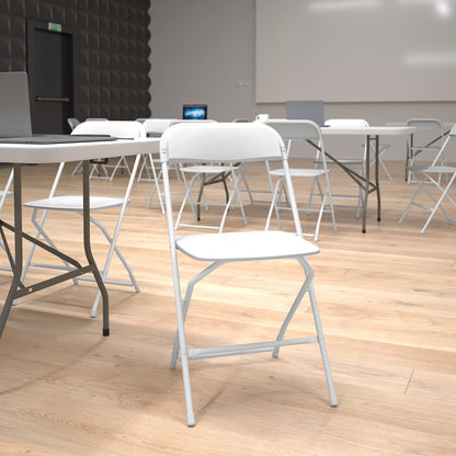 UPGORILO Set of 10 Folding Plastic Chairs in White - 650 lbs. Static Weight Capacity per Chair