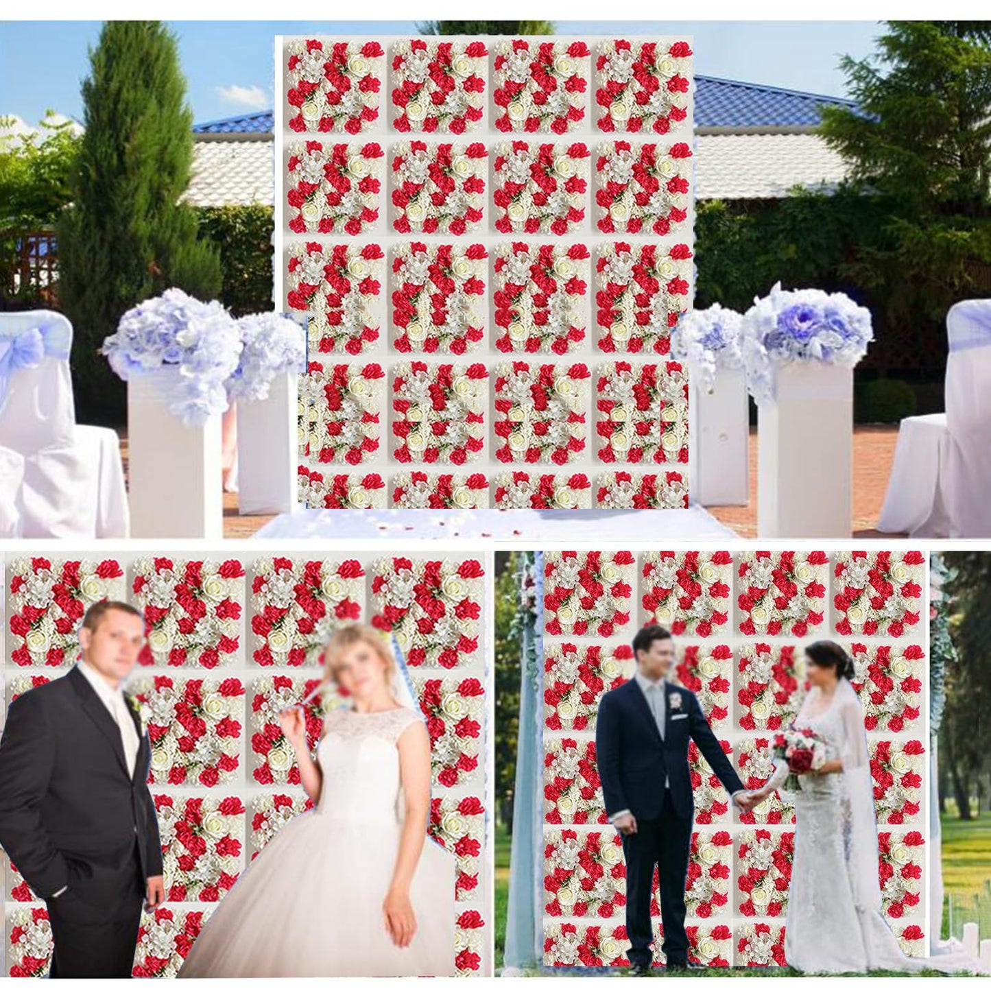JIIPOREGJ Artificial Flower Wall Panel,3D Flower Wall Décor Backdrop for Wedding Background Party Panels Decoration,35 * 35Cm,20pcs